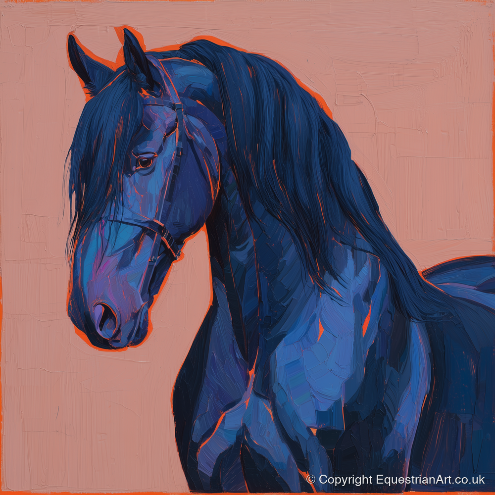 Midnight Blue Majesty - horse breed art print and canvas by Evander Winslow A.I
