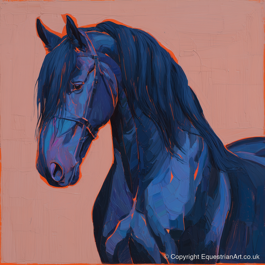 Midnight Blue Majesty - horse breed art print and canvas by Evander Winslow A.I