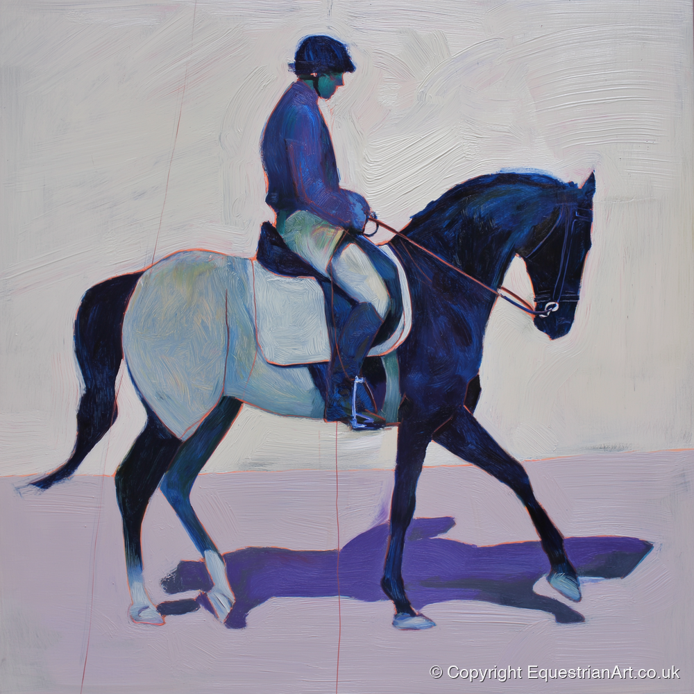 Midnight Cadence - dressage horse art print and canvas by Marcus Vane A.I