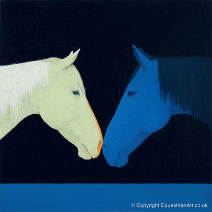 Midnight Connection - horse portrait art print and canvas by Malcolm Hastings A.I