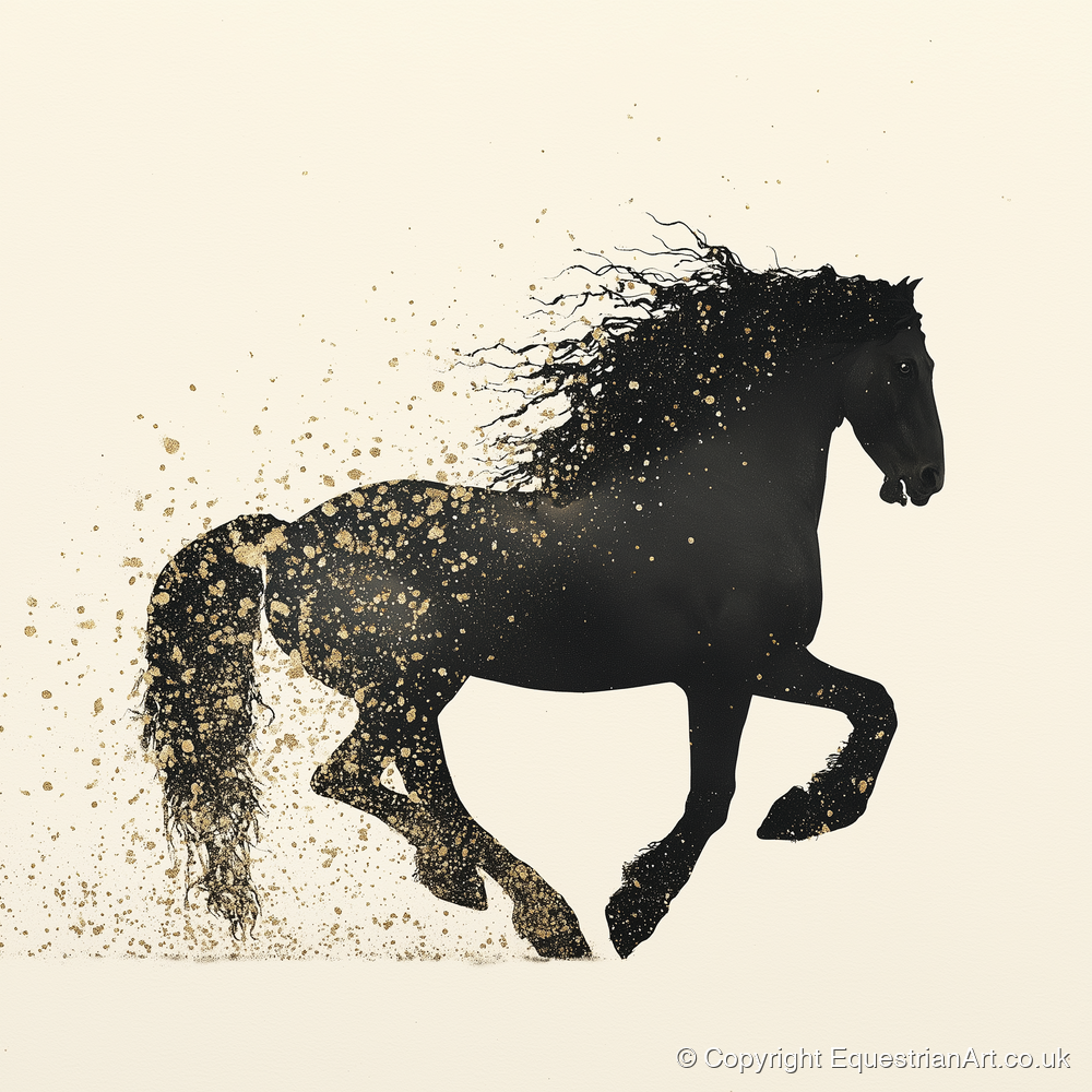 Midnight Gold Friesian - horse breed art print and canvas by Nolan Atherton A.I