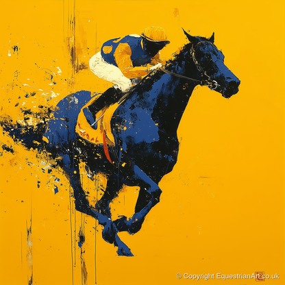 Midnight Pace on Gold - racing horse art print and canvas by Lachlan St. Clair A.I
