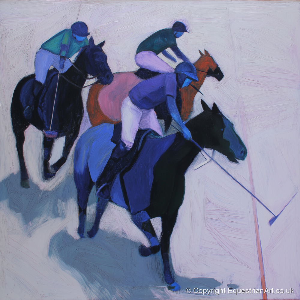 Midnight Pursuit on the Field - polo horse art print and canvas by Marcus Vane A.I