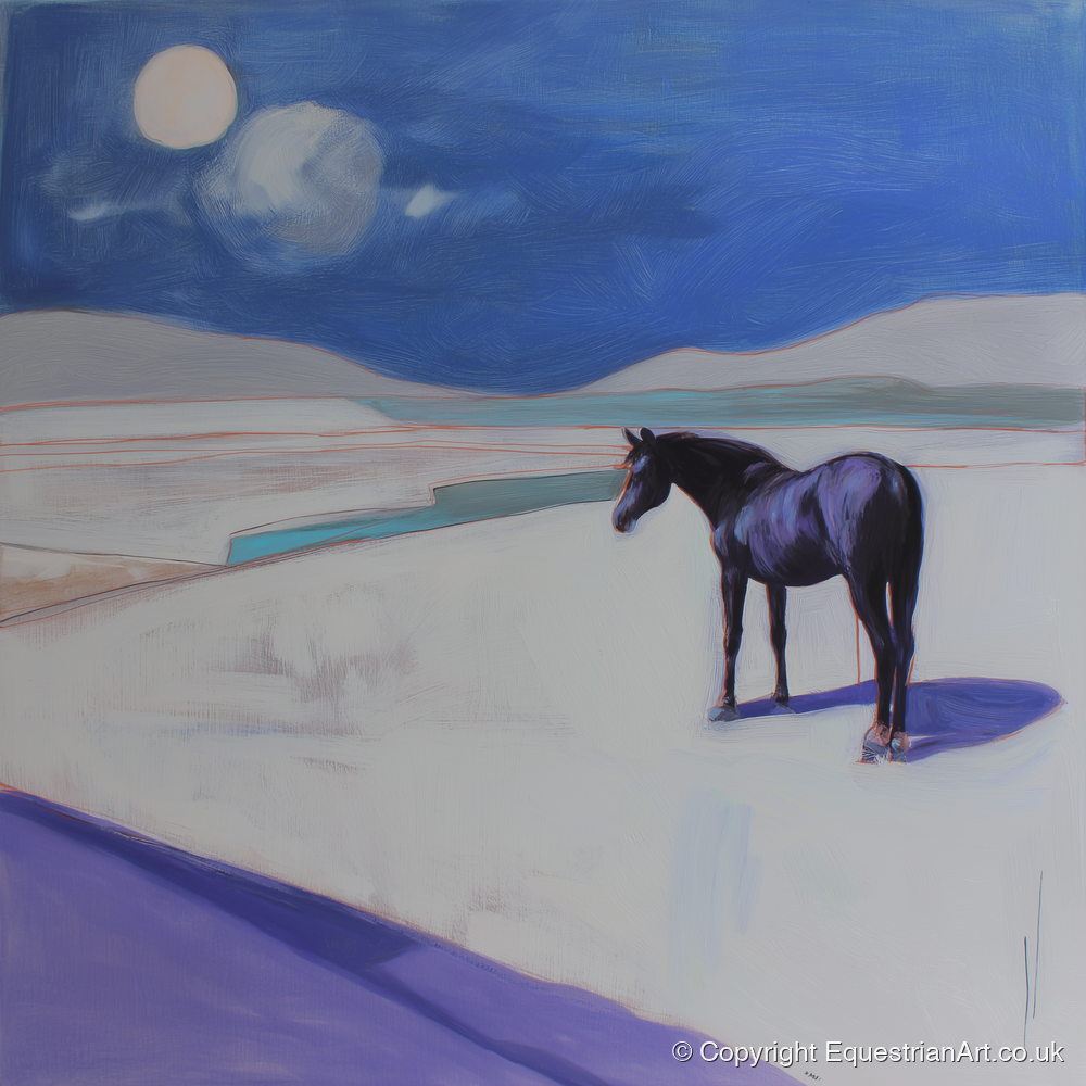 Midnight Solitude - horse landscape art print and canvas by Marcus Vane A.I