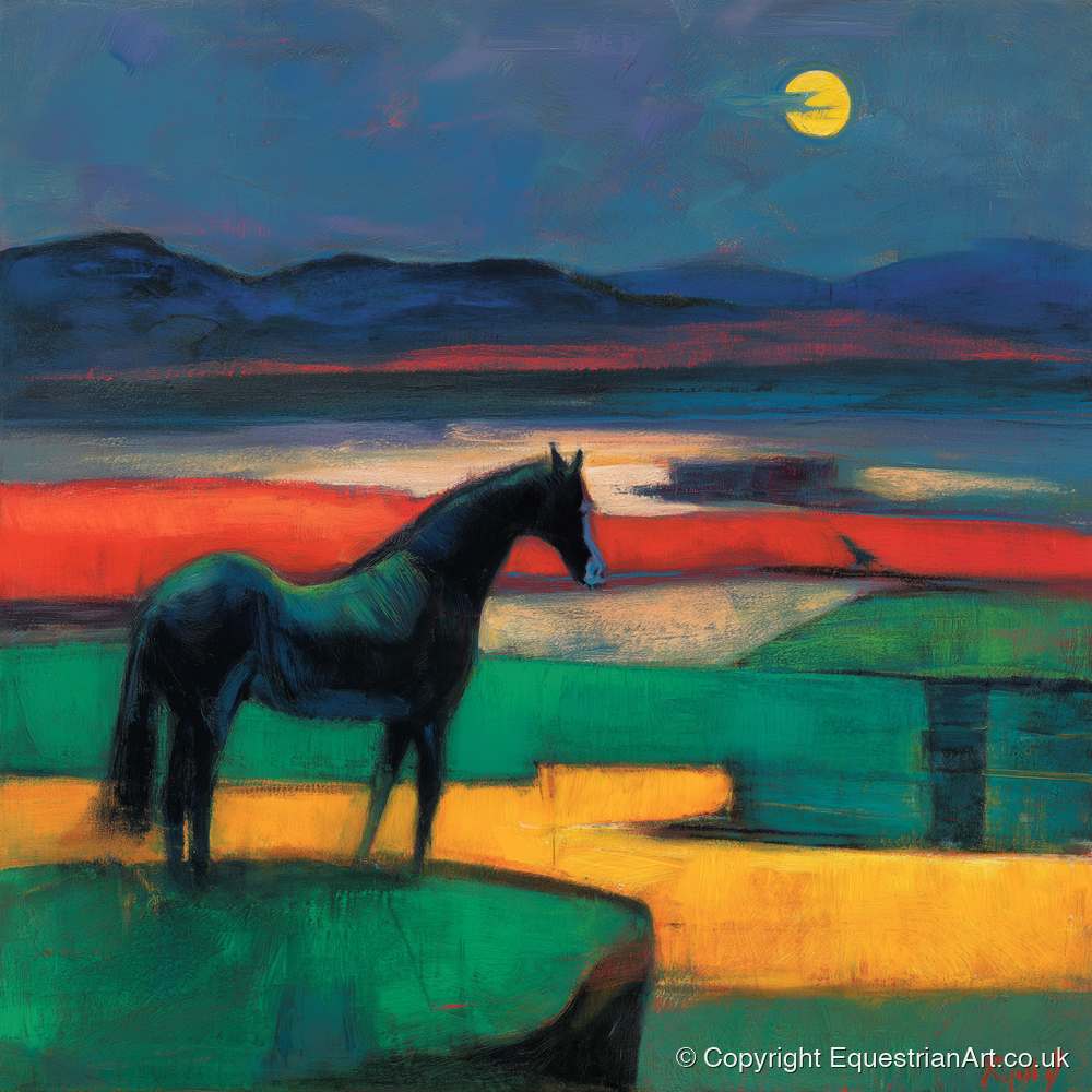 Midnight Solitude - horse landscape art print and canvas by Lucius Merrick A.I