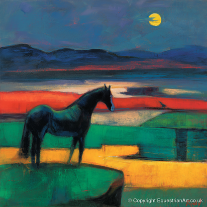 Midnight Solitude - horse landscape art print and canvas by Lucius Merrick A.I