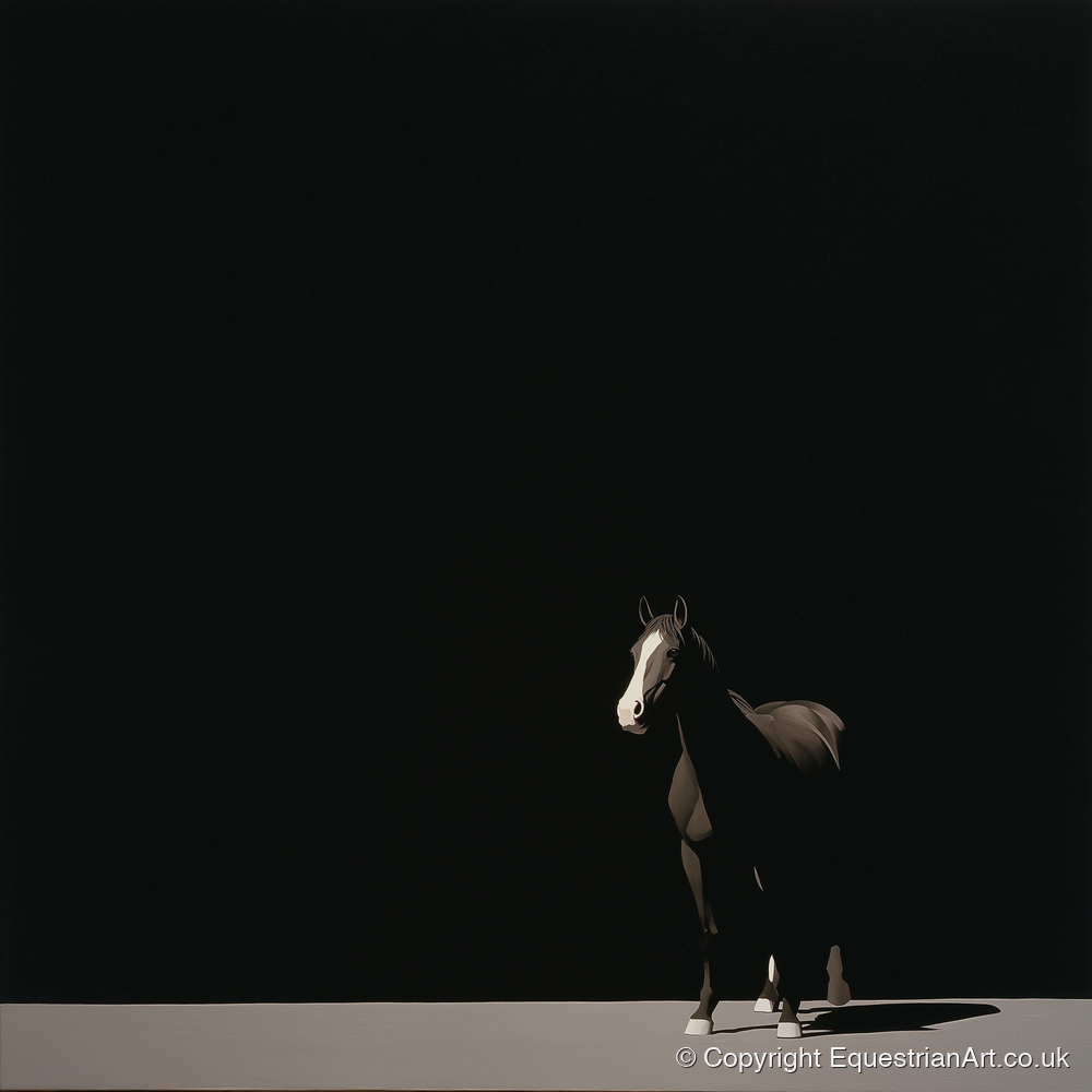 Midnight Solitude - horse portrait art print and canvas by Adelaide Calloway A.I