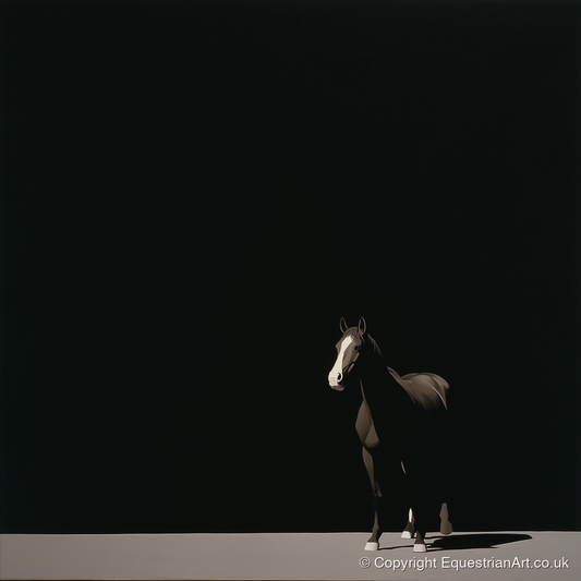 Midnight Solitude - horse portrait art print and canvas by Adelaide Calloway A.I
