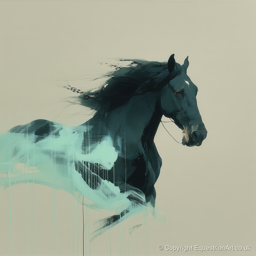 Midnight Teal Momentum - horse breed art print and canvas by Callum Ross A.I
