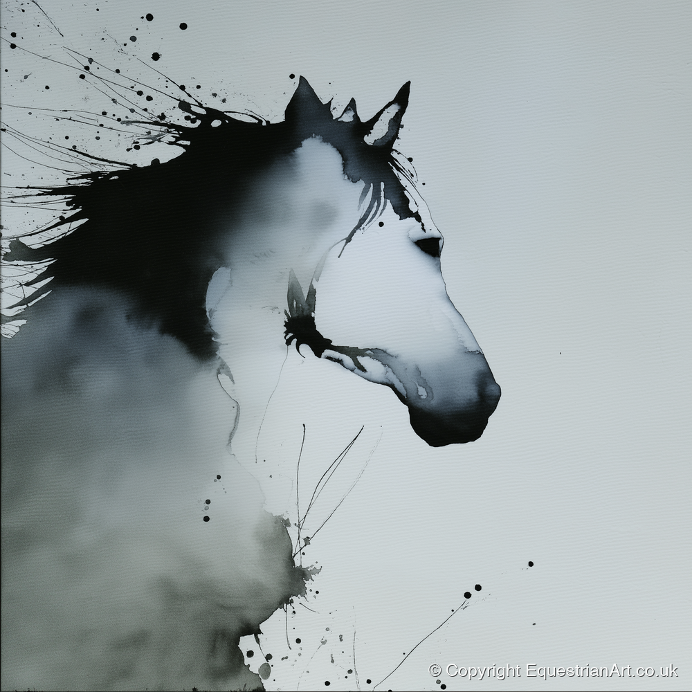 Midnight Wash Profile - horse portrait art print and canvas by Adrian Frost A.I