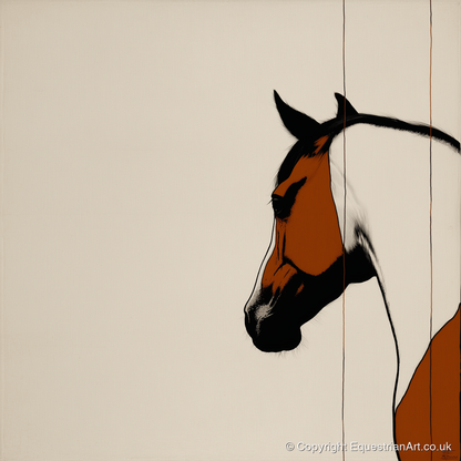 Minimalist Chestnut Silhouette - horse portrait art print and canvas by Barnaby West A.I