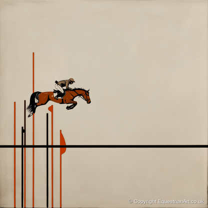 Minimalist Clearance - show jumping horse art print and canvas by Barnaby West A.I