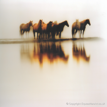 Mirage of the Herd - wild horses art print and canvas by George Weston A.I