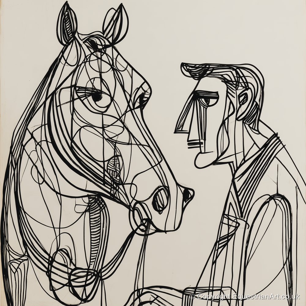 Modern Connection - horse & rider art print and canvas by Conrad Gallagher A.I