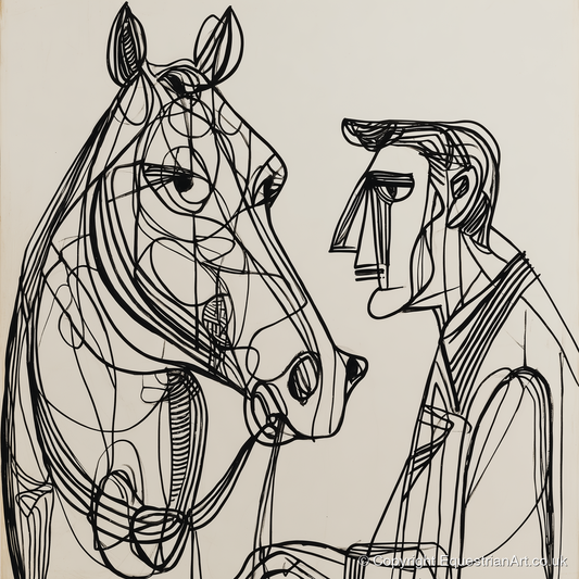 Modern Connection - horse & rider art print and canvas by Conrad Gallagher A.I