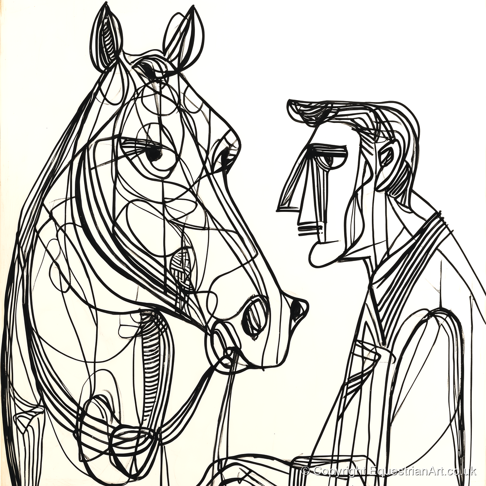 Modern Connection - horse & rider art print and canvas by Conrad Gallagher A.I