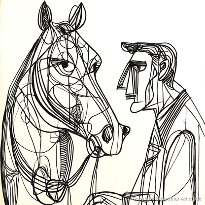Modern Connection - horse & rider art print and canvas by Conrad Gallagher A.I