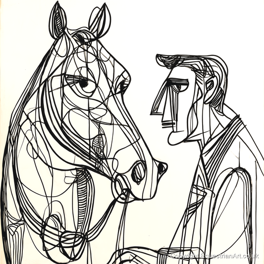Modern Connection - horse & rider art print and canvas by Conrad Gallagher A.I