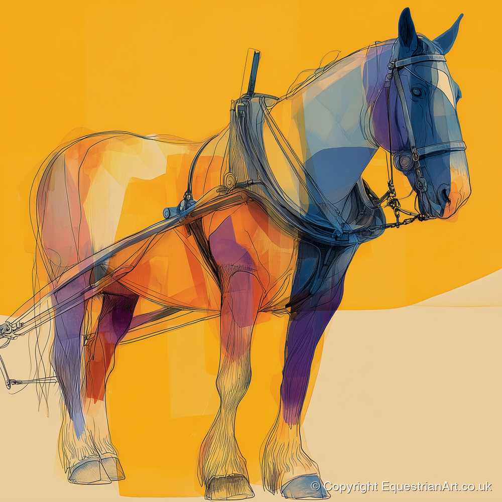 Modern Draught in Harness - working horse art print and canvas by Tobias Blake A.I