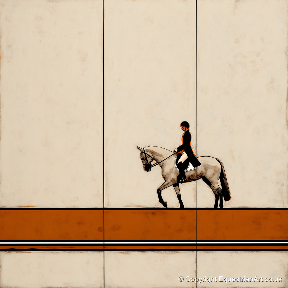 Modern Dressage Silhouette - dressage horse art print and canvas by Barnaby West A.I