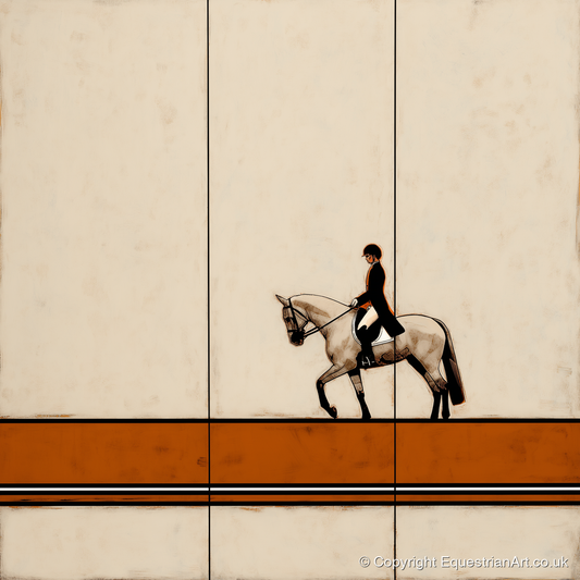Modern Dressage Silhouette - dressage horse art print and canvas by Barnaby West A.I