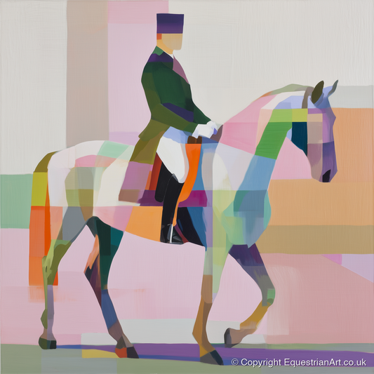 Modern Dressage Stride - dressage horse art print and canvas by Linus Cartwright A.I