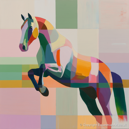 Modern Equine Leap - show jumping horse art print and canvas by Linus Cartwright A.I