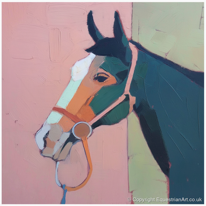 Modern Geometric Profile - horse portrait art print and canvas by Diana Sutherland A.I