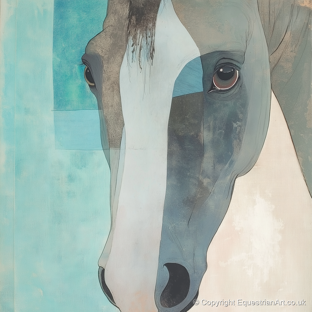 Modern Grey Gaze - horse portrait art print and canvas by Flora Whitby A.I