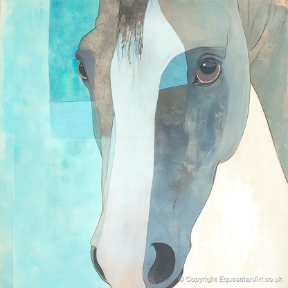 Modern Grey Gaze - horse portrait art print and canvas by Flora Whitby A.I