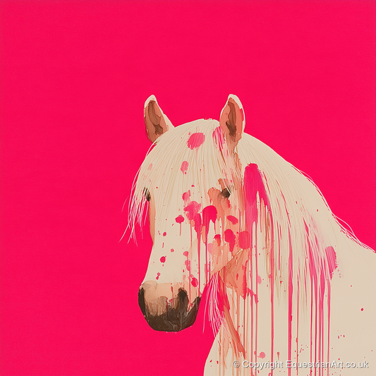 Modern Magenta Equine - horse portrait art print and canvas by Camilla Royston A.I