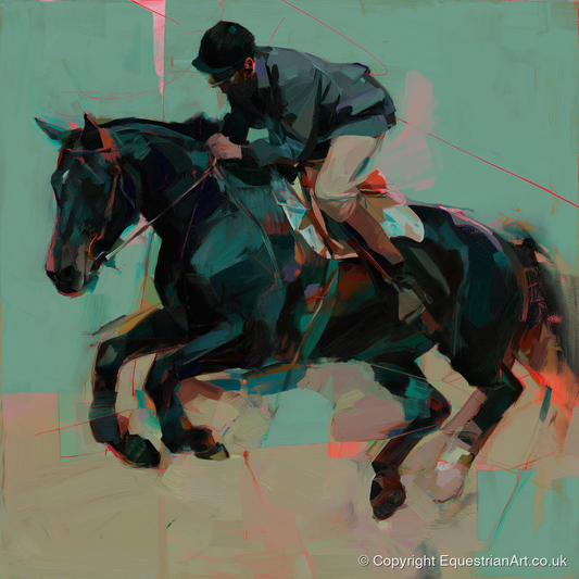 Modern Showjumper - show jumping horse art print and canvas by Quentin Hart A.I