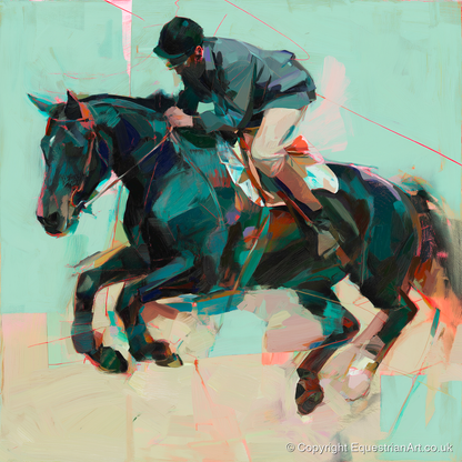 Modern Showjumper - show jumping horse art print and canvas by Quentin Hart A.I
