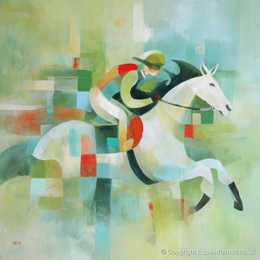 Modern Turf Mosaic - racing horse art print and canvas by Leon Lambert A.I