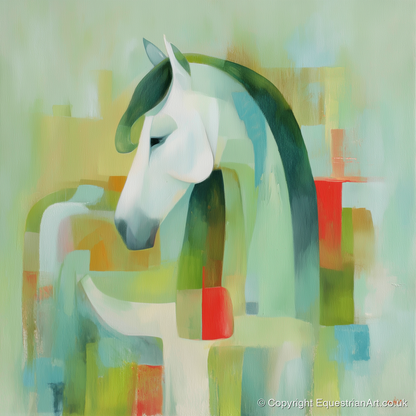 Modernist Mint Profile - horse breed art print and canvas by Leon Lambert A.I