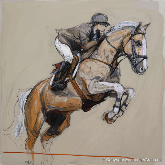 Moment of Flight - show jumping horse art print and canvas by Jasper Montgomery A.I