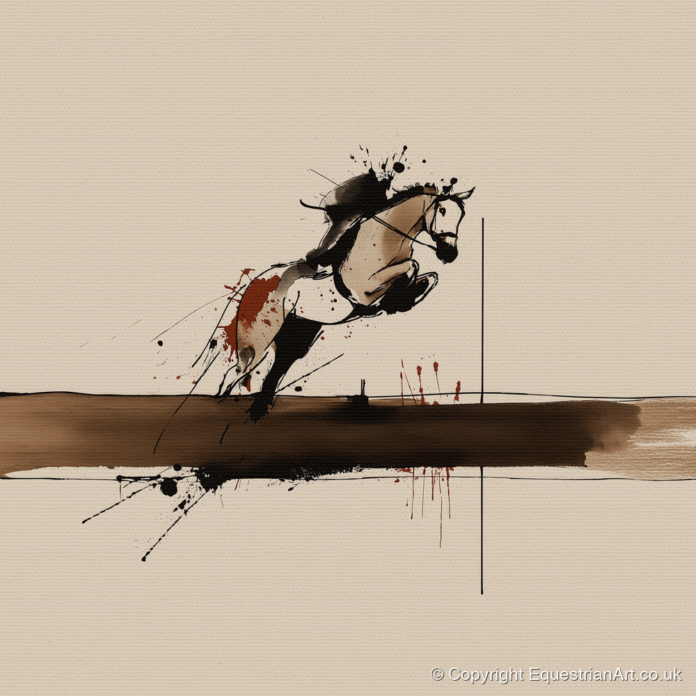Moment of Suspension - show jumping horse art print and canvas by Julian Vance A.I