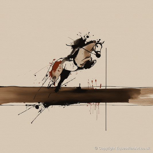 Moment of Suspension - show jumping horse art print and canvas by Julian Vance A.I