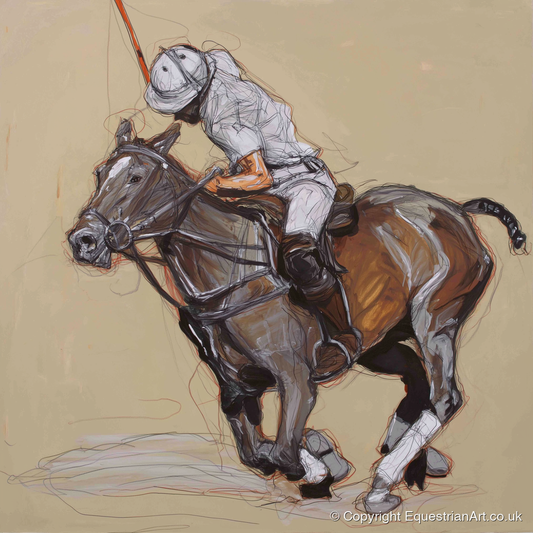 Momentum on the Field - polo horse art print and canvas by Jasper Montgomery A.I