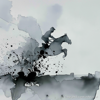 Monochrome Momentum - show jumping horse art print and canvas by Adrian Frost A.I