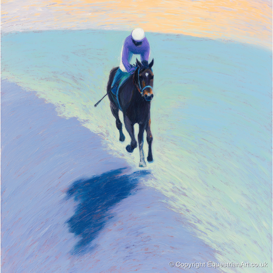 Morning On The Gallops - racing horse art print and canvas by Imogen Spencer A.I