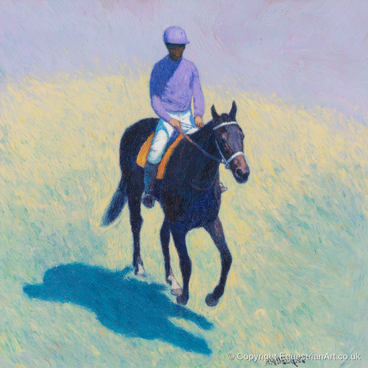 Morning on the Gallops - racing horse art print and canvas by Imogen Spencer A.I