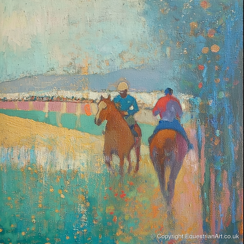 Morning Ride Out - racing horse art print and canvas by Benedict Croft A.I