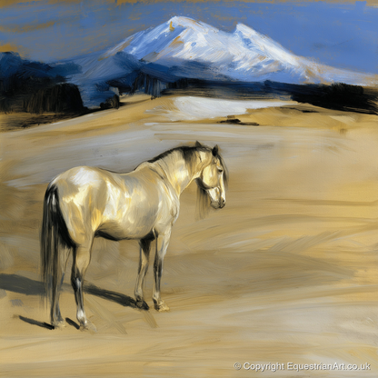 Mountain Sentinel - horse landscape art print and canvas by Samuel Pembroke A.I