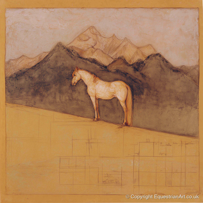 Mountain Sentinel - horse landscape art print and canvas by Sophie Laurent A.I