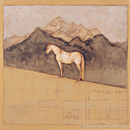 Mountain Sentinel - horse landscape art print and canvas by Sophie Laurent A.I