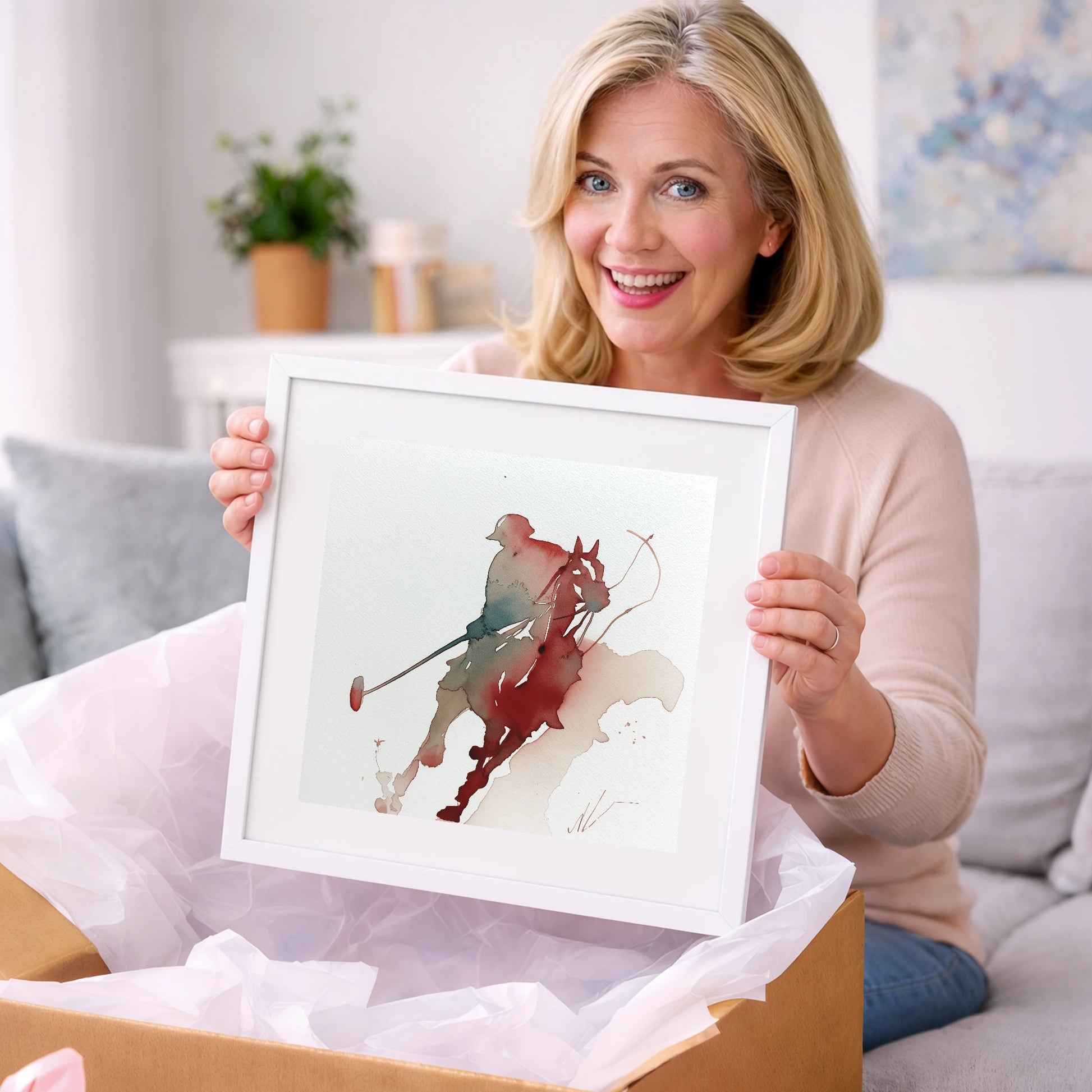 The Crimson Chukka - polo horse art gift idea for horse lovers