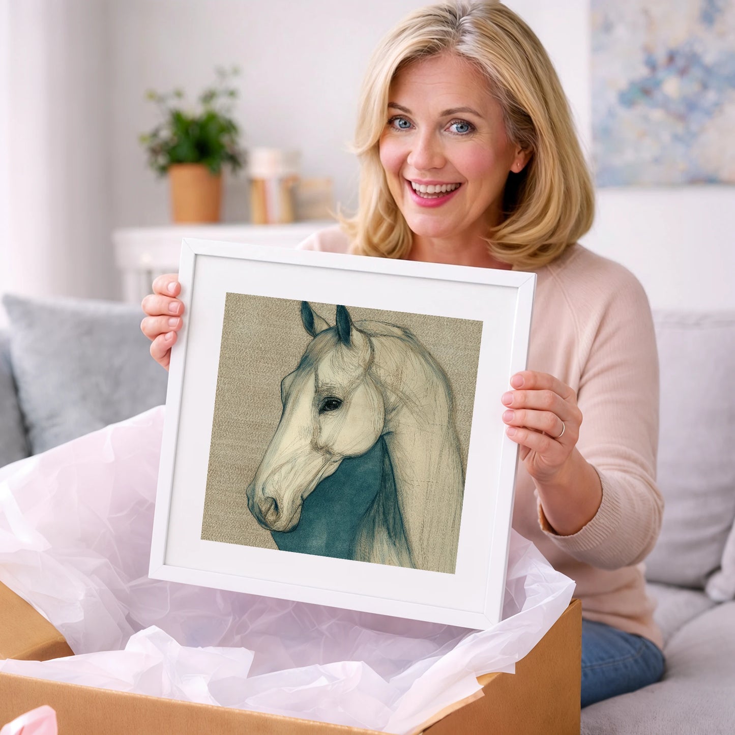 Serene Profile Sketch - horse portrait art gift idea for horse lovers