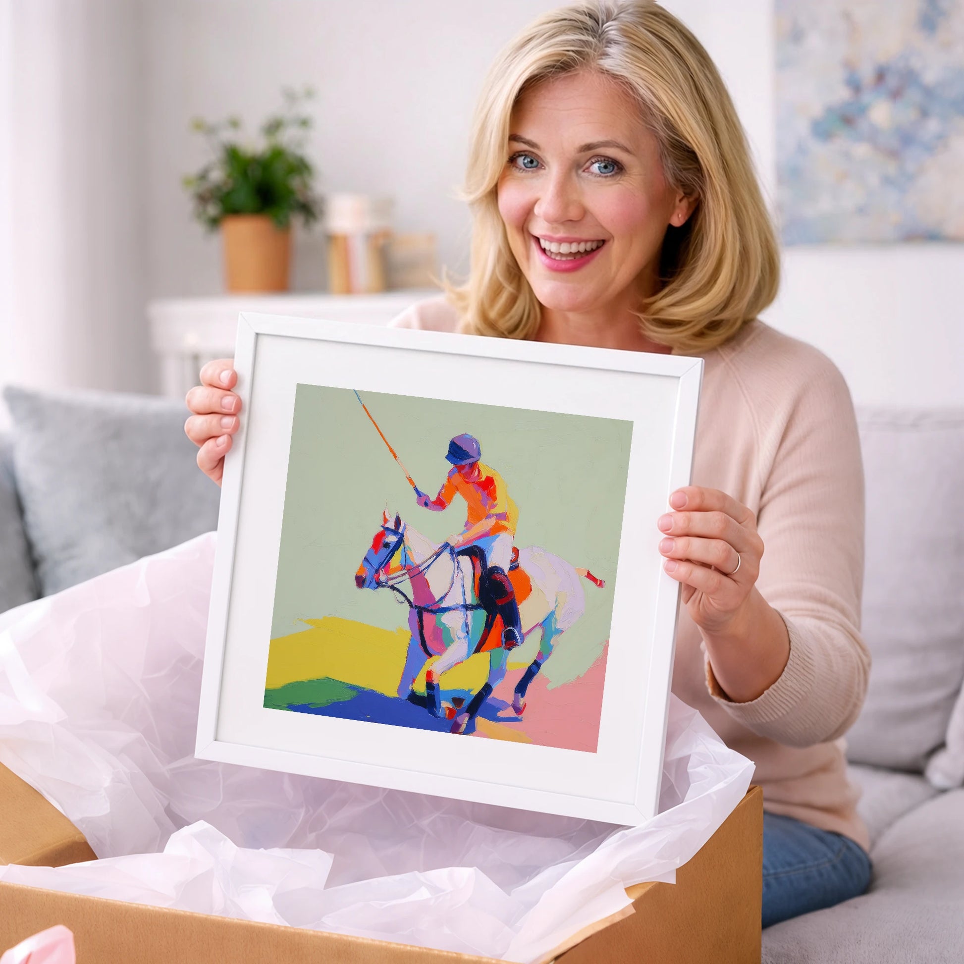 Vivid Midfield Strike - polo horse art gift idea for horse lovers