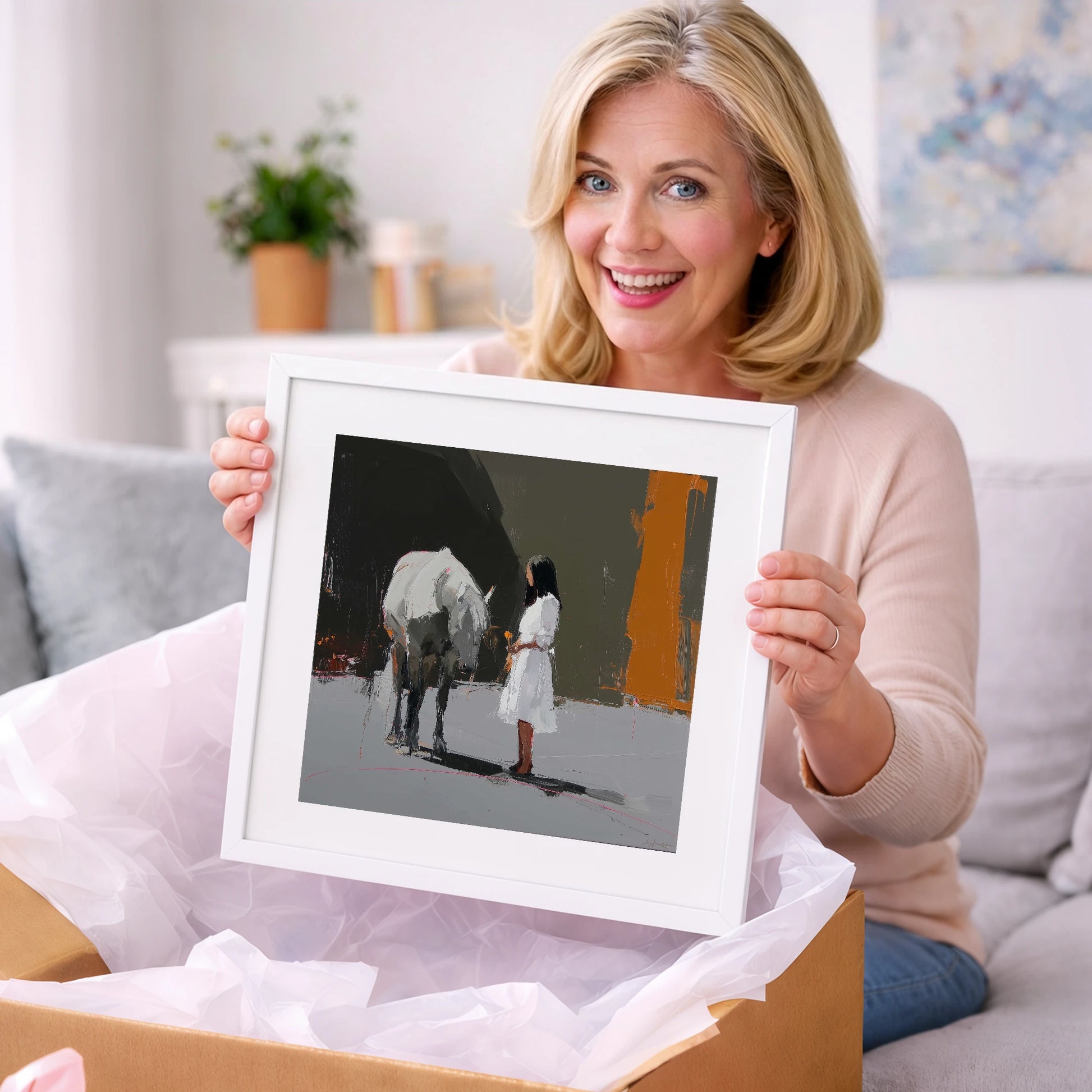 Silent Dialogue - horse & rider art gift idea for horse lovers